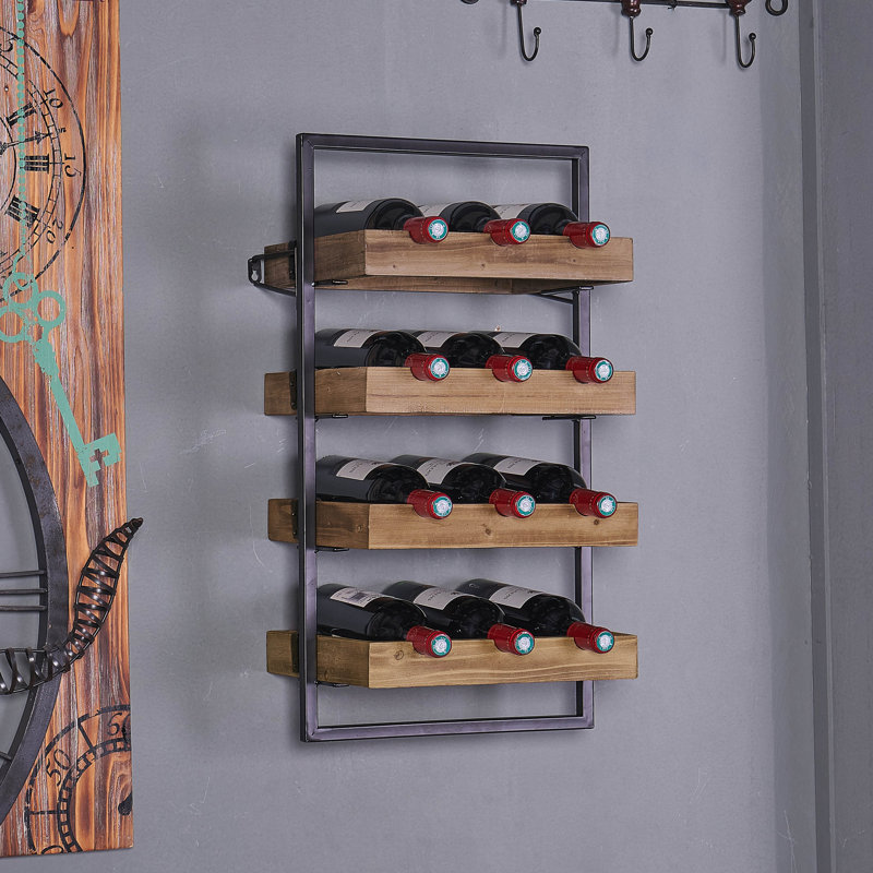 17 Stories Carstens 12 Bottle Wall Mounted Wine Bottle Rack in Beige